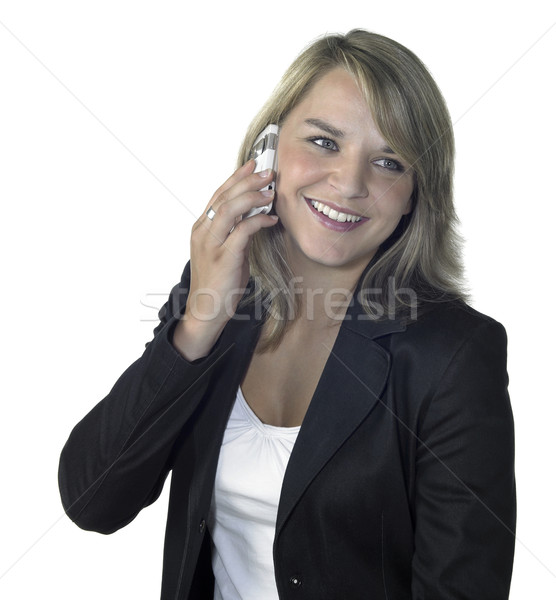 smiling business girl with mobile phone Stock photo © prill