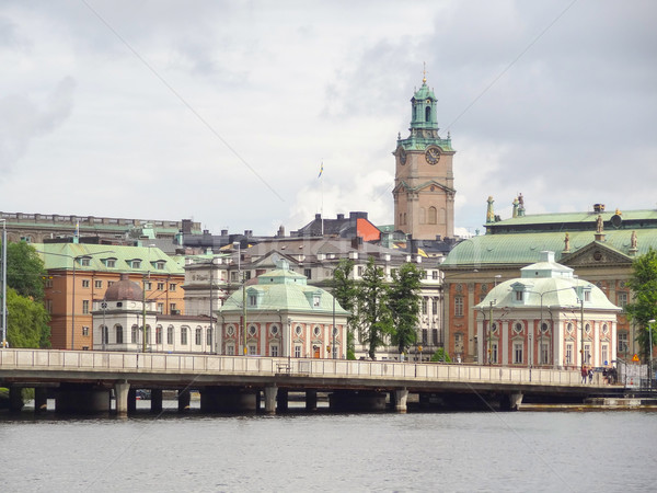 Stockholm városkép épület templom híd utazás Stock fotó © prill
