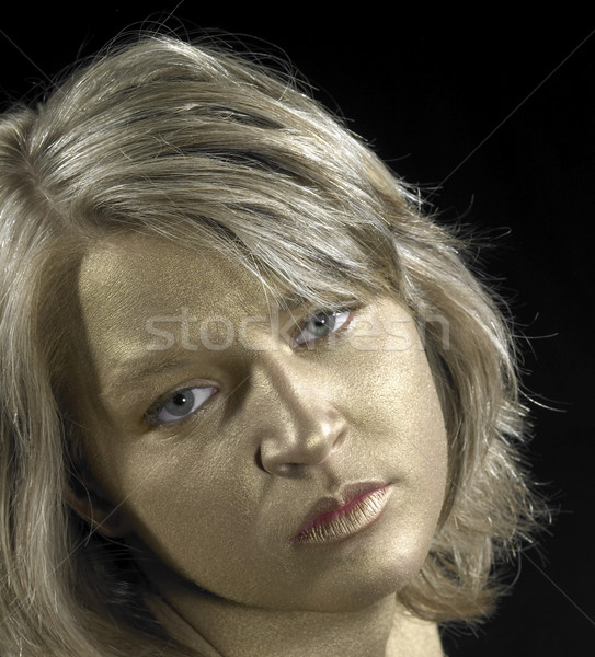 Mulher jovem dourado cara triste menina preto Foto stock © prill