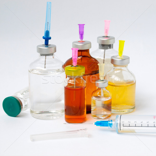 üvegek gyógyszer nagy injekciós tű kórház piros Stock fotó © Pruser