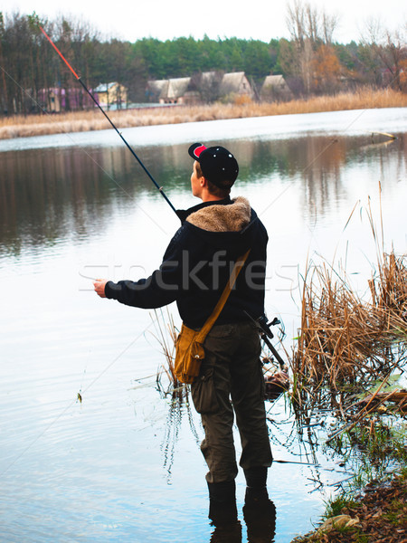 漁師 湖 代 新鮮な エンターテイメント ストックフォト © Pruser