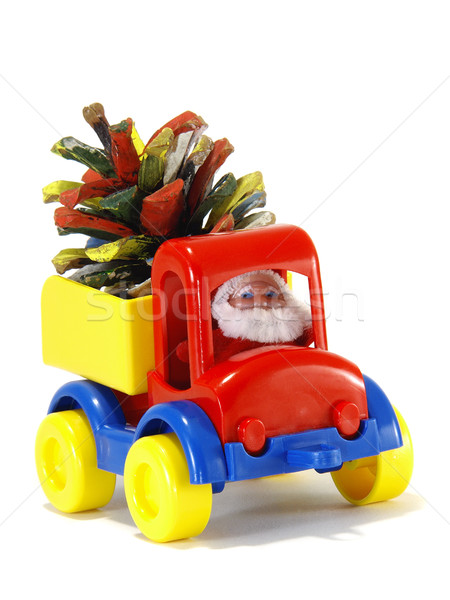 Stock photo: Toys, car-truck and Santa Claus with gifts