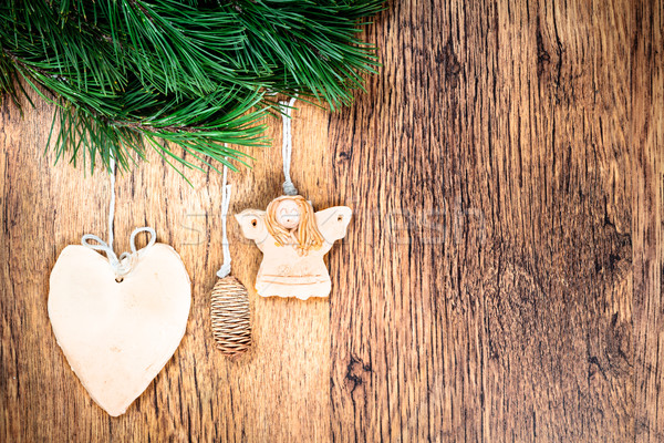 Noël décoration pin artisanat bois espace [[stock_photo]] © przemekklos
