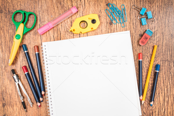 School accessories on a desk Stock photo © przemekklos