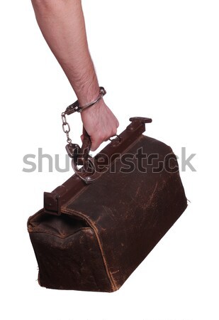 Vieux cuir sac affaires bureau [[stock_photo]] © pterwort