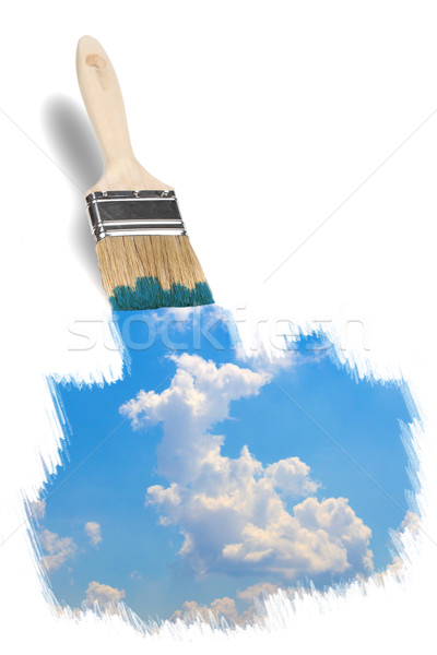 Stock foto: Malerei · wunderbar · blauer · Himmel · Pinsel · Himmel · Wolken