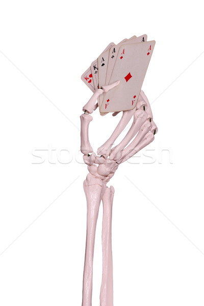 Skelet hand spelen poker medische gezondheid Stockfoto © pterwort
