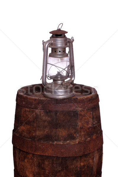 wooden barrel with oil lamp Stock photo © pterwort