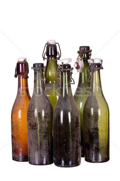 Velho poeirento garrafas projeto fundo champanhe Foto stock © pterwort