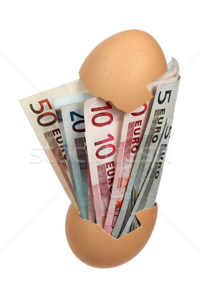 Cáscara de huevo europeo banco notas blanco dinero Foto stock © pterwort