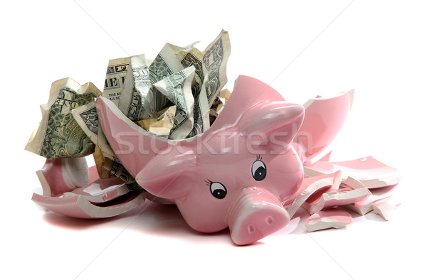 Defekt Sparschwein Dollar stellt fest weiß Bank Stock foto © pterwort