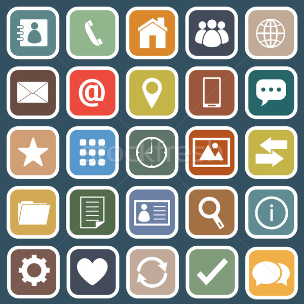 Contact flat icons on blue background Stock photo © punsayaporn