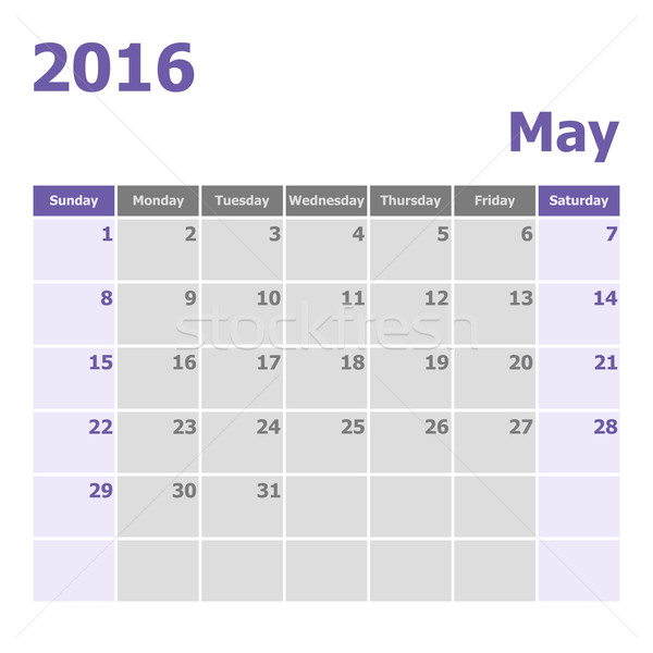 Calendar May 2016 week starts from Sunday Stock photo © punsayaporn