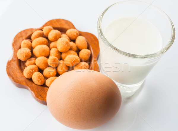 蛋白質 餐 牛奶 雞蛋 質地 商業照片 © punsayaporn
