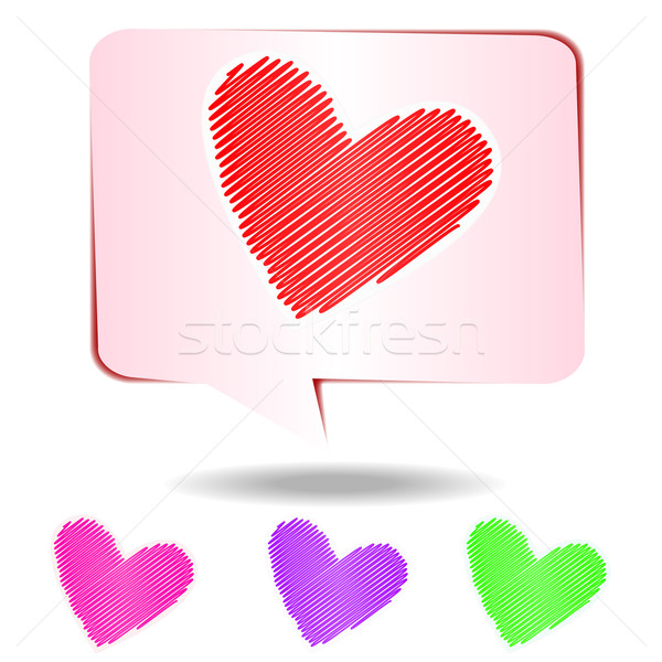 Colorful hearts scribble isolated on white background, vector il Stock photo © punsayaporn