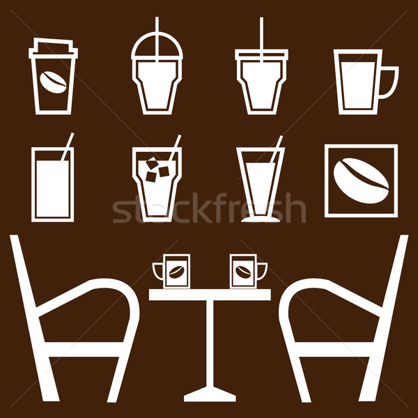 Stockfoto: Ingesteld · dranken · coffeeshop · voorraad · vector · koffie