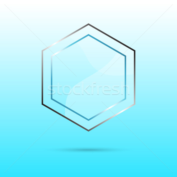 Hexagon abstract glass panel with copy space on blue background Stock photo © punsayaporn