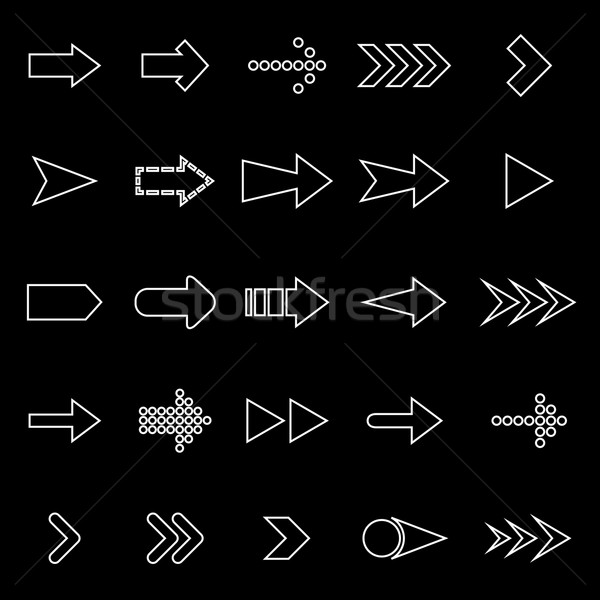 Arrow line icons on black background Stock photo © punsayaporn