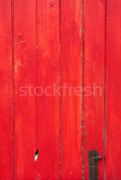 Foto stock: Hecho · a · mano · rojo · pintado · puerta · edad