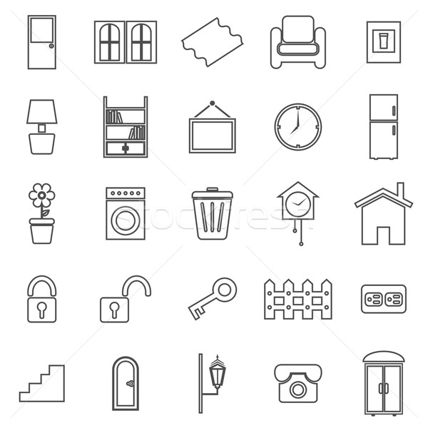 House related line icons on white background Stock photo © punsayaporn