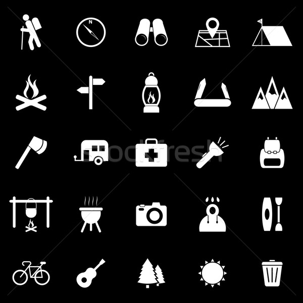 Trekking icons on black background Stock photo © punsayaporn