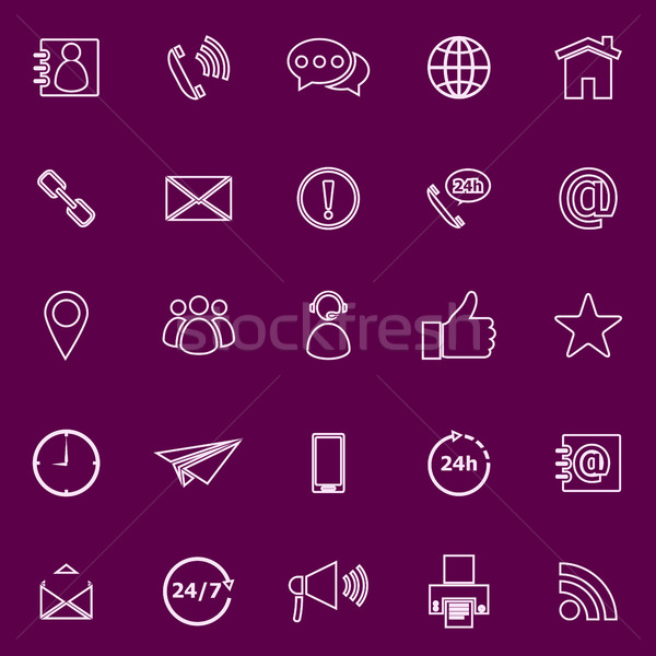 Contact us line color icons on purple background Stock photo © punsayaporn