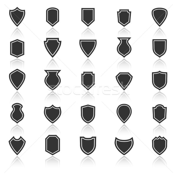 Shield icons with reflect on white background Stock photo © punsayaporn