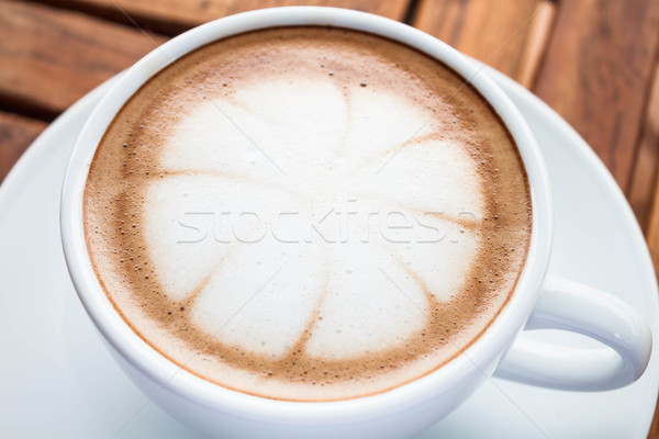 Hot cafe mocha cup with milk microfoam on topped Stock photo © punsayaporn