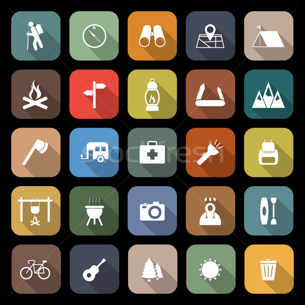 Trekking flat icons with long shadow Stock photo © punsayaporn