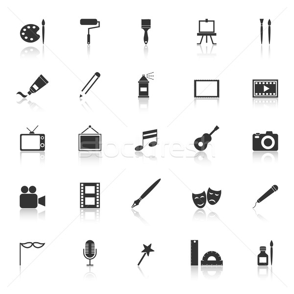 Art icons with reflect on white background Stock photo © punsayaporn