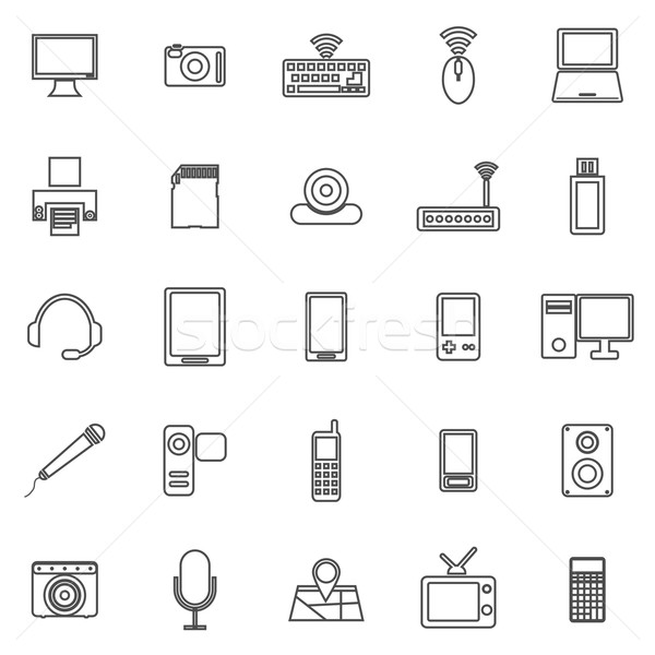 Gadget line icons on white background Stock photo © punsayaporn