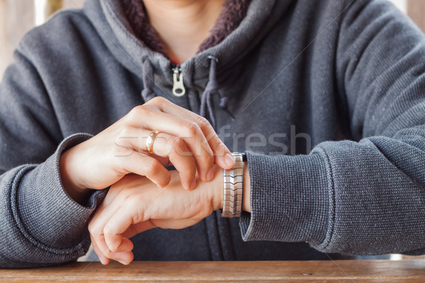 Foto stock: Mulher · tempo · estoque · foto · moda