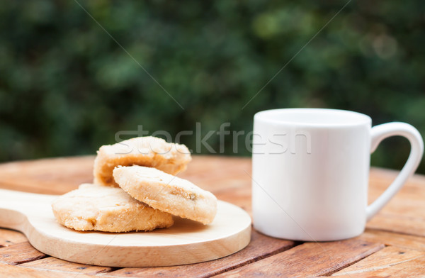 Nerkowiec cookie filiżankę kawy czas Fotografia czekolady Zdjęcia stock © punsayaporn