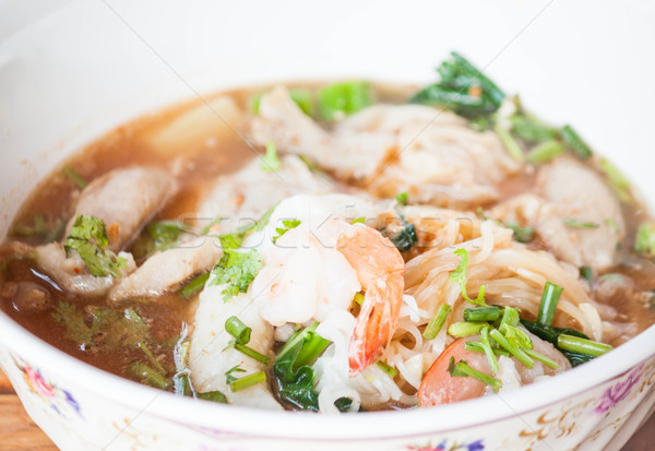 Thai spicy noodles  soup with pork and shrimp Stock photo © punsayaporn