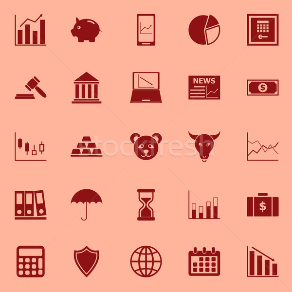 Stock market color icons on red background Stock photo © punsayaporn