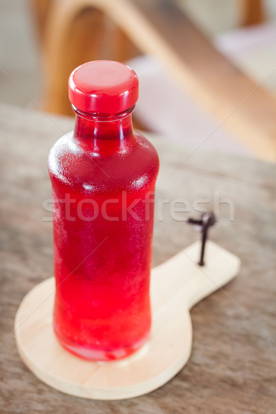 Rot Sirup Flasche Holz Platte hat Stock foto © punsayaporn