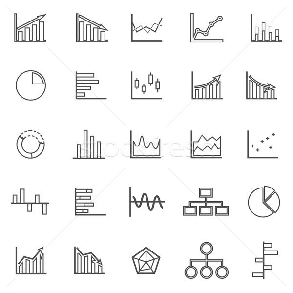 Stock photo: Graph line icons on white background