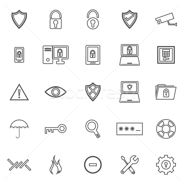 Security line icons on white background Stock photo © punsayaporn