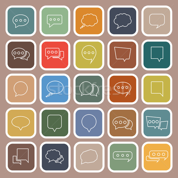 Speech Bubble line flat icons on brown background Stock photo © punsayaporn