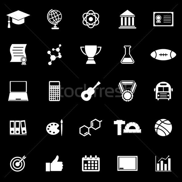 College icons on black background Stock photo © punsayaporn
