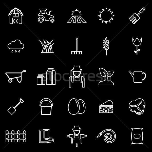 Farming line icons on black background Stock photo © punsayaporn