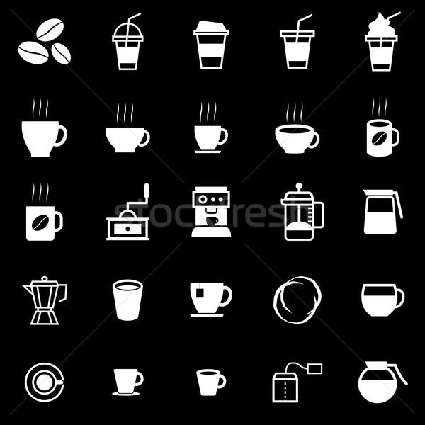 Coffee icons on black background Stock photo © punsayaporn