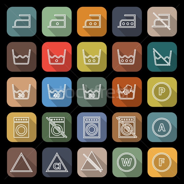 Laundry line flat icons with long shadow Stock photo © punsayaporn