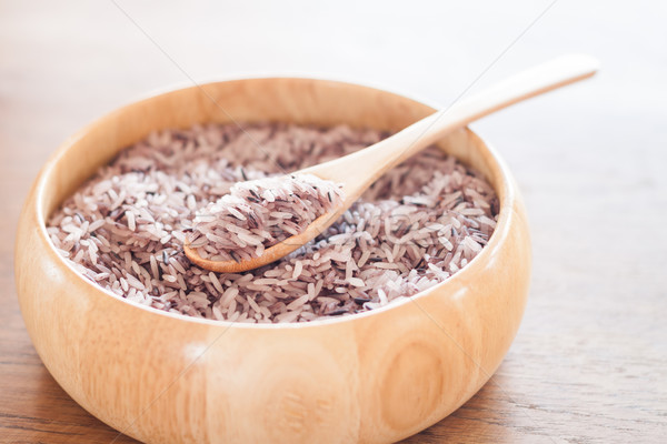 Berry rice in wooden bowl Stock photo © punsayaporn