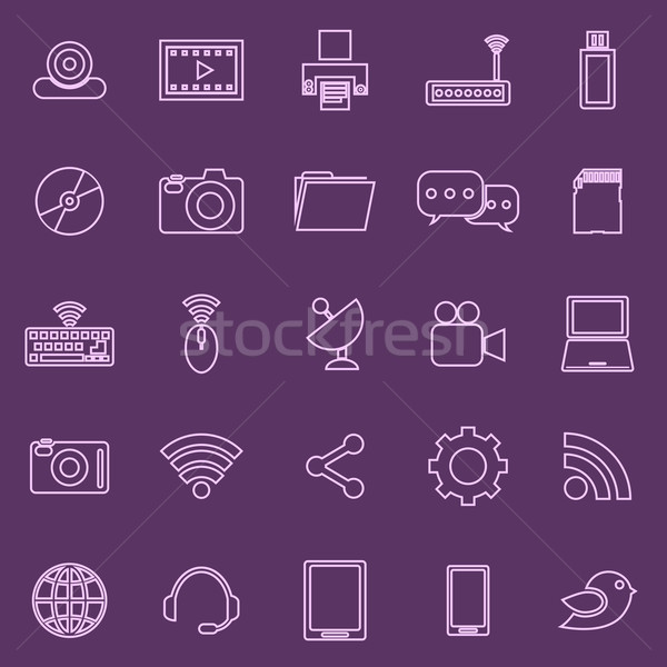 Hi-tech line icons on violet background Stock photo © punsayaporn