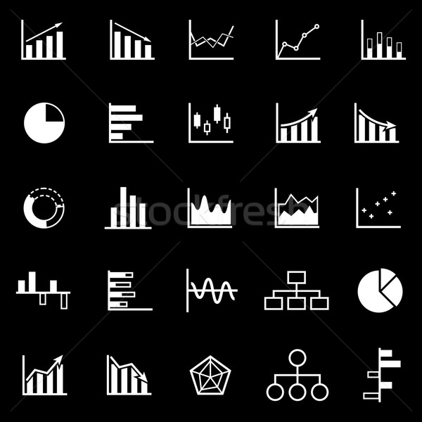 Graph icons on black background Stock photo © punsayaporn