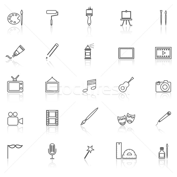 Art line icons with reflect on white Stock photo © punsayaporn
