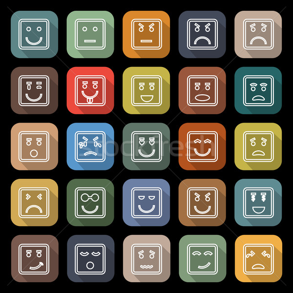 Square face line flat icons with long shadow Stock photo © punsayaporn