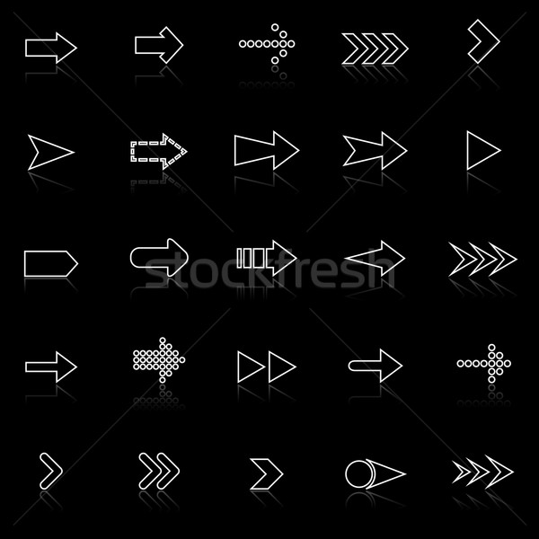 Arrow line icons with reflect on black Stock photo © punsayaporn