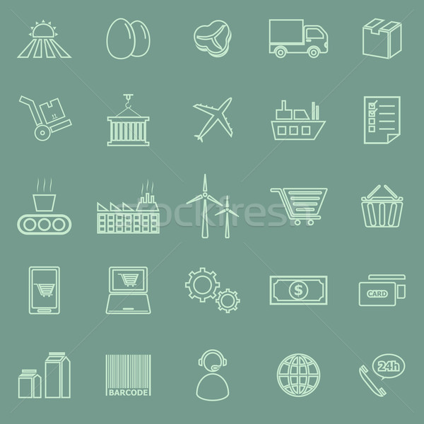 Supply chain line icons on green background Stock photo © punsayaporn